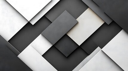 Aufkleber - Abstract black, white geometric shapes.