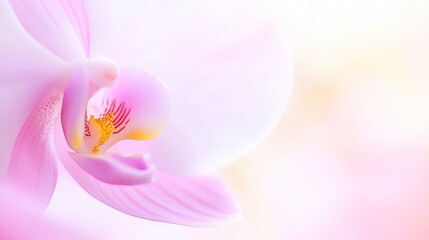 Canvas Print - A close-up view of a delicate pink orchid flower, showcasing its intricate petals and vibrant details, This image is ideal for nature-themed projects, floral arrangements, or wellness publications,