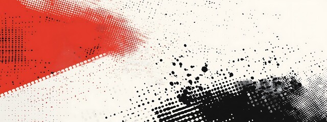 Poster - Red, black, dotty, painted abstract.