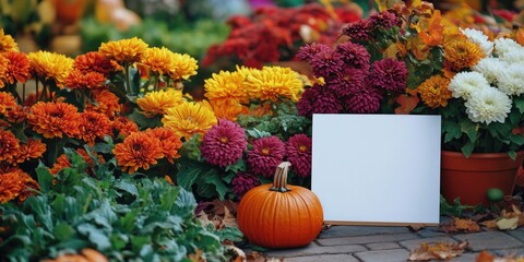 Wall Mural - Pumpkin and Flowers