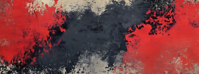 Poster - Red, black, white blotches.