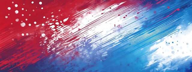 Fototapete - Red white and blue brushstrokes.