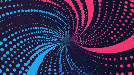 Poster - Abstract blue and pink spiral dots.