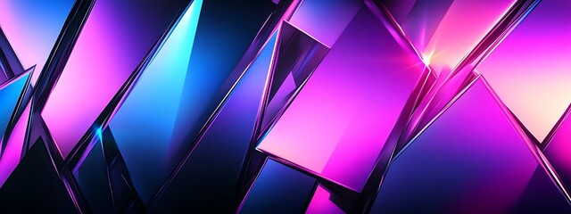 Poster - Abstract neon pink and blue shards.