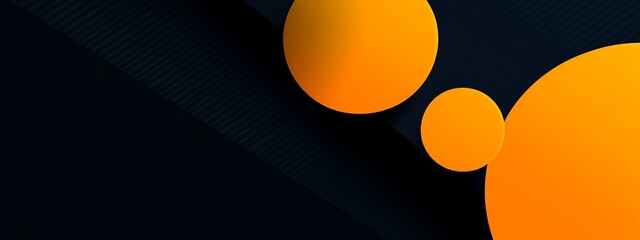 Poster - Abstract, orange spheres, dark lines.