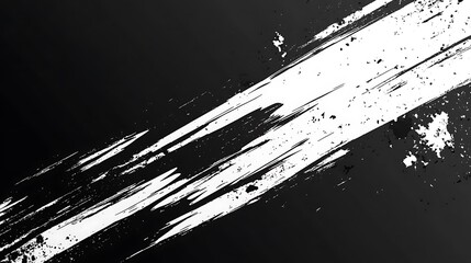 Poster - Black canvas with white paint stroke.