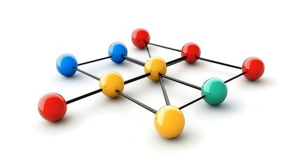 Aufkleber - Networked spheres linked by connections.