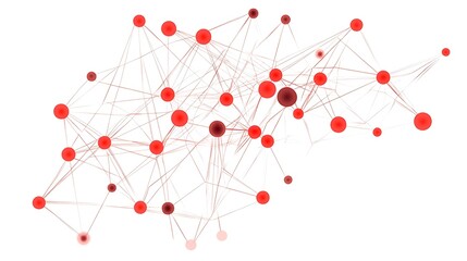 Poster - Red connected dots and lines network.