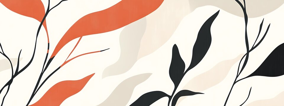 Abstract leaves, neutral colors, graphic.