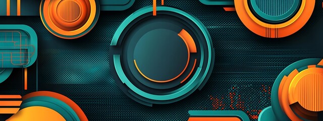 Poster - Orange blue abstract shapes.