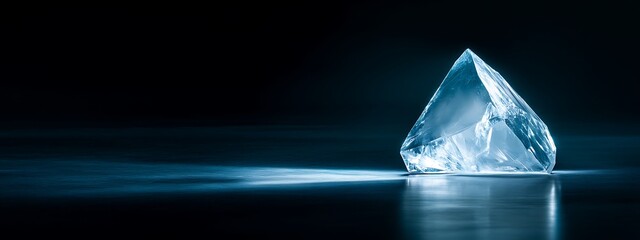 Poster - Ice crystal on a dark surface.