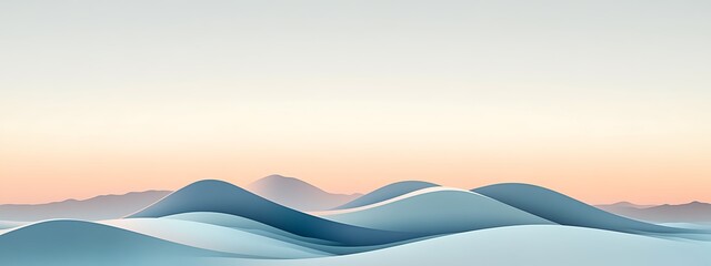Aufkleber - Wavy blue hills, pale sky.