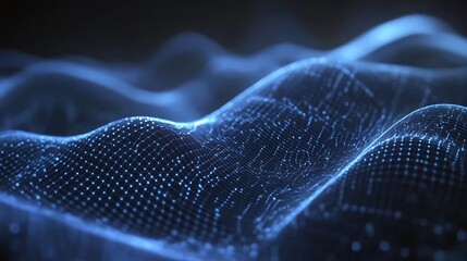 Poster - Blue digital data waves.