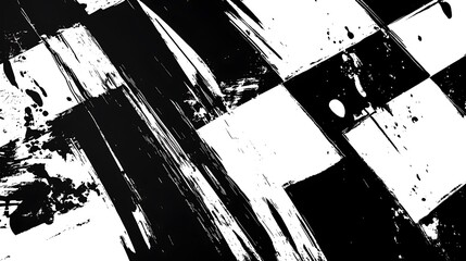 Poster - Black, white paint brush strokes.