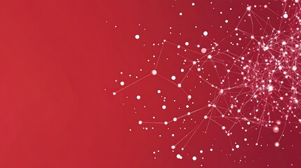 Poster - Red network, dots and lines.