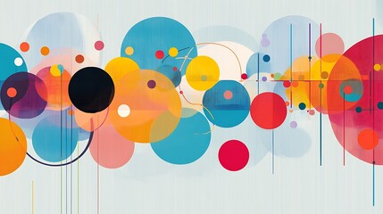 Poster - Colorful overlapping circles and lines abstract design.