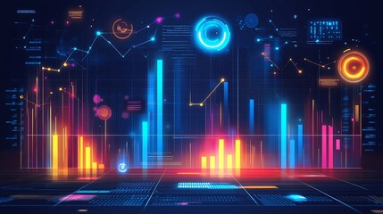 Poster - Glowing data graphs.