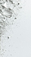 Wall Mural - Silver Glitter and Shattered Glass on White Background