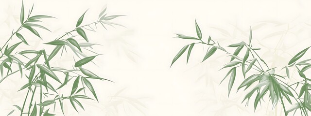 Aufkleber - Subtle bamboo leaves on a soft background.