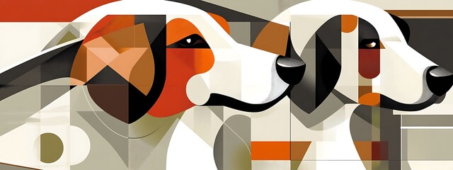 Canvas Print - Abstract geometric dogs portrait. (1)