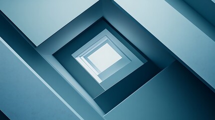 Aufkleber - Abstract blue geometric tunnel with light.