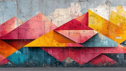 Wall Mural - Abstract geometric graffiti wall art.