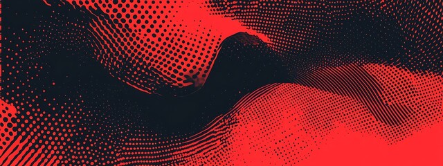 Aufkleber - Abstract red and black dotted halftone wave.