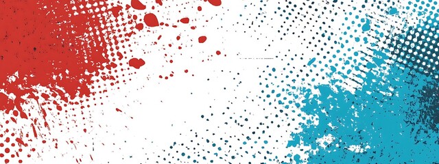 Aufkleber - Red and blue halftone splattered background.