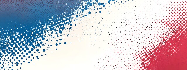 Aufkleber - Red, white, and blue halftone dotted background.