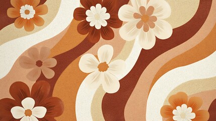 Poster - Retro 70s floral aesthetic background.