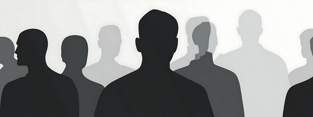Poster - Silhouettes of people fading into background.
