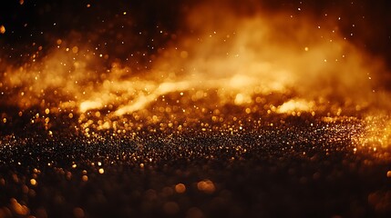 Poster - Abstract golden glitter sparkle on black background.