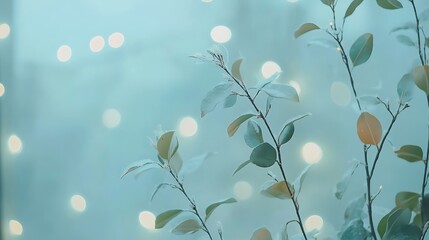 Aufkleber - Plant branches with bokeh lights background.