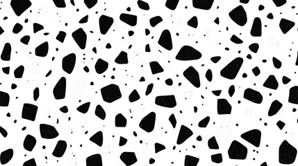 Canvas Print - Black and white terrazzo seamless pattern. (1)