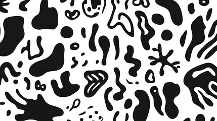 Poster - Black and white abstract organic shapes.