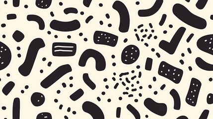 Poster - Abstract seamless pattern with black organic shapes.