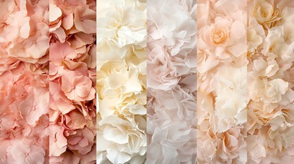 Aufkleber - Collage of pastel-colored hydrangea flowers.