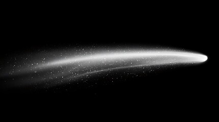 Poster - White comet with tail and particles on black.