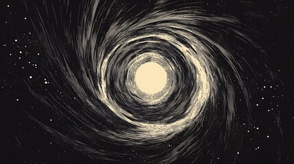 Poster - Swirling galaxy with bright center and stars.