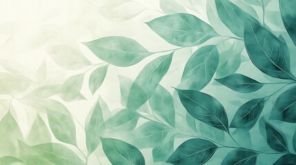 Poster - Green and yellow gradient leaf background.