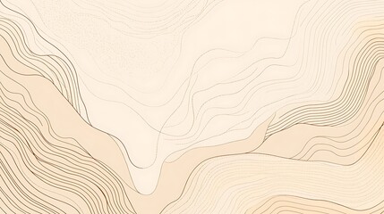 Aufkleber - Abstract beige topographic lines background.