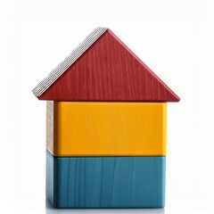 wooden toy houses isolated on white background, real estate market