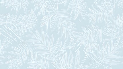 Poster - Light blue seamless floral leaf pattern.