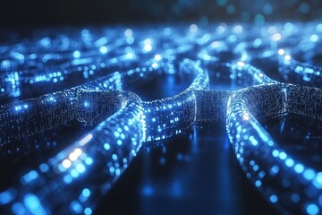 Poster - Abstract glowing blue network.