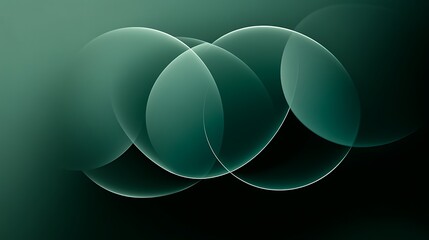 Poster - Abstract overlapping green circles on dark background.