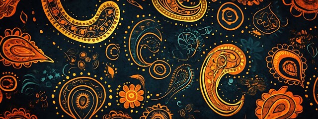 Poster - Dark paisley pattern background.