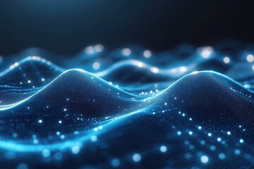 Poster - Abstract blue digital wave background. (9)
