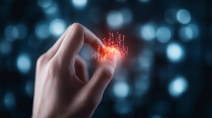 Poster - A hand delicately holds a glowing sphere of light amidst a blurred, sparkling background, evoking a sense of wonder and digital magic.