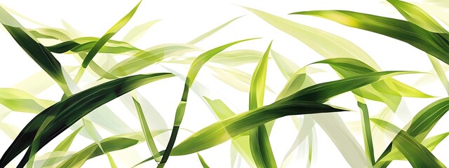 Poster - Green leaves on white background.