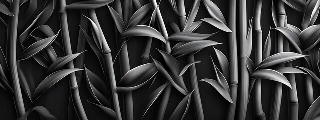 Poster - Monochrome bamboo forest background.
